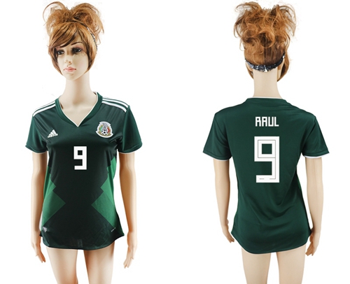 Women's Mexico #9 Raul Home Soccer Country Jersey - Click Image to Close